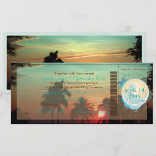 Invitación Pasaje de embarque de PixDezines puesta de sol haw
