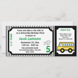Invitación Pasaje en autobús escolar Billete de cumpleaños
