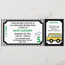 Invitación Pasaje en autobús escolar Billete de cumpleaños