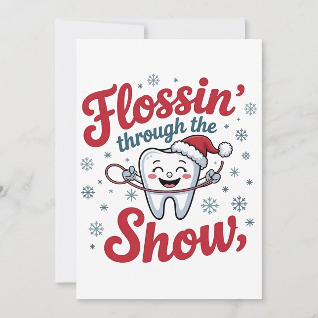 Invitación Pasando hilo dental a través de la nieve Navidad d (Anverso)