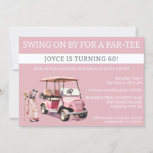 Invitación Pasando por un Par-Tee de Cumpleaños, Tema de Golf