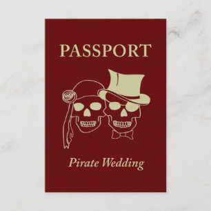 Invitación pasaporte a una boda pirata
