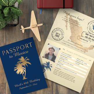 Invitación Pasaporte al cumpleaños de México del Relieve meta