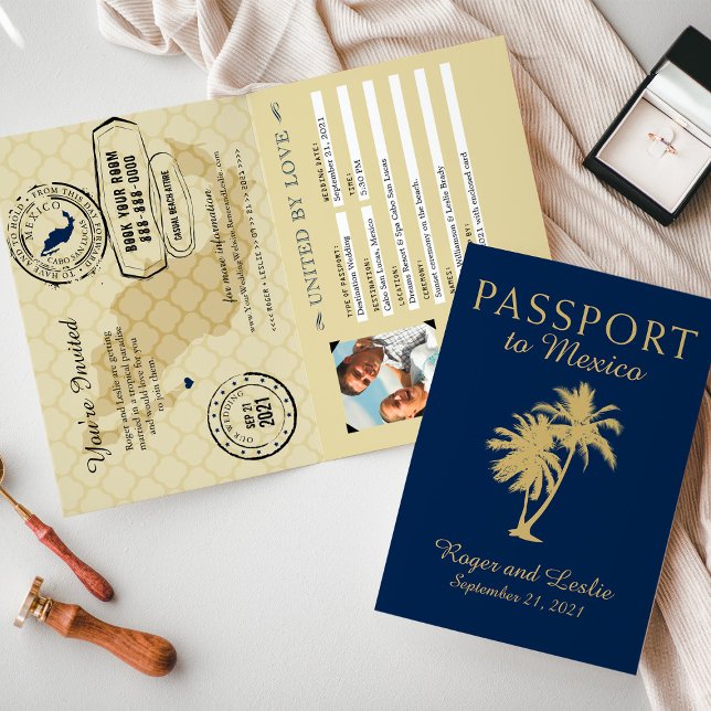 Invitación Pasaporte Boda de Blue Gold Cabo San Lucas México (Subido por el creador)