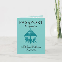 Invitación Pasaporte Boda de Ocho Ríos Jamaica - Verde azulad