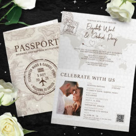 Invitación Pasaporte Boda y bautismo Grecia Viaje