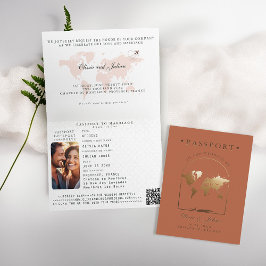 Invitación Pasaporte Boho Arco Terracota Boda de Destino