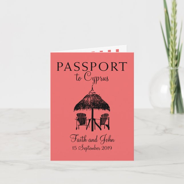 Invitación Pasaporte chipriota de Nissi Beach | Boda (Anverso)