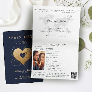 Invitación Pasaporte Corazones Avión Armada Boda Destino
