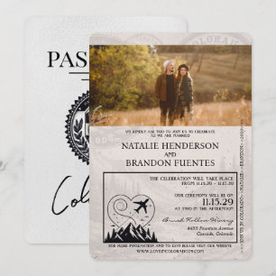 Invitación Pasaporte de Boda Colorado Blanco