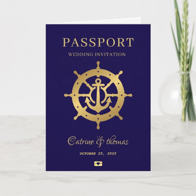 Invitación Pasaporte de Boda de Crucero (Anverso)