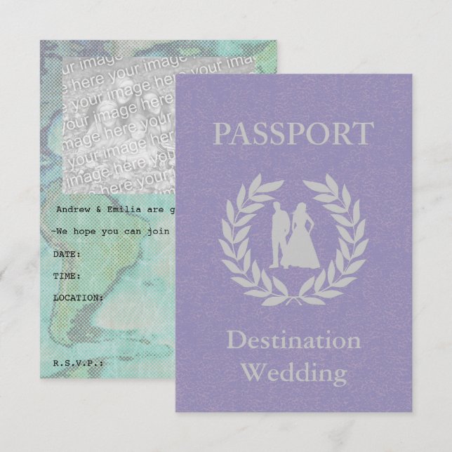 Invitación pasaporte de boda de destino (Anverso / Reverso)