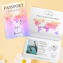 Invitación Pasaporte de Boda de Destino Aventura del Mapa Mun