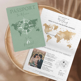 Invitación Pasaporte de Boda de Destino Mapa Mundial Compuest