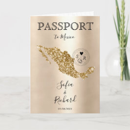 Invitación Pasaporte de Boda de Destino Mapa Mundial de Oro M