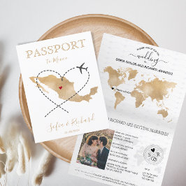 Invitación Pasaporte de boda de destino México World MaP