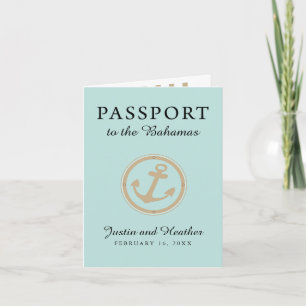 Invitación Pasaporte de Boda de Mint Gold Bahamas