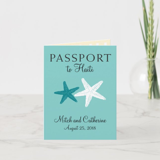 Invitación Pasaporte de Boda Starfish de Haití (Anverso)