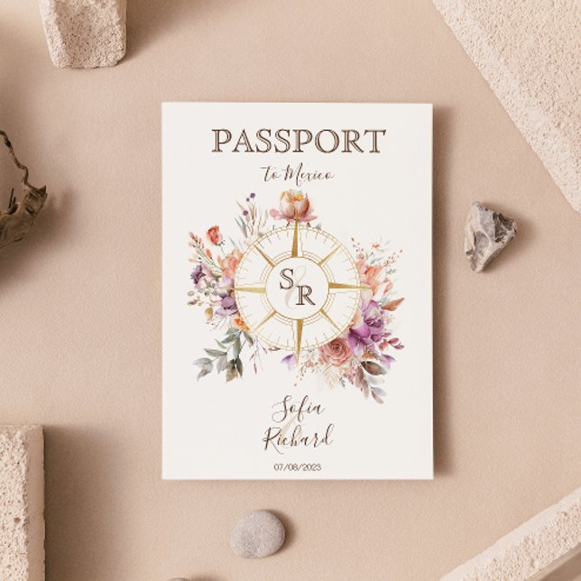 Invitación Pasaporte de Boho Floral de vacaciones de verano (Subido por el creador)