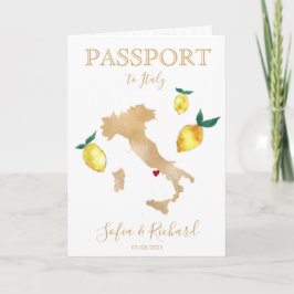 Invitación Pasaporte de destino boda Gold Capri Italia