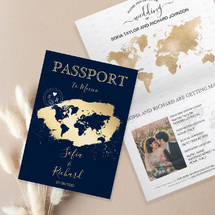 Invitación Pasaporte de Destino boda Mapa Mundial México Invi