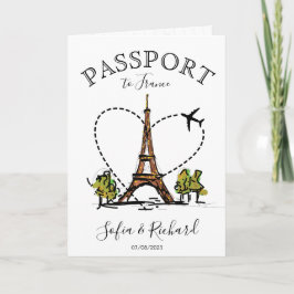 Invitación Pasaporte de destino boda París Francia Eiffel