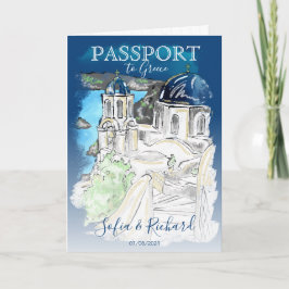 Invitación Pasaporte de destino boda Santorini Grecia Invi