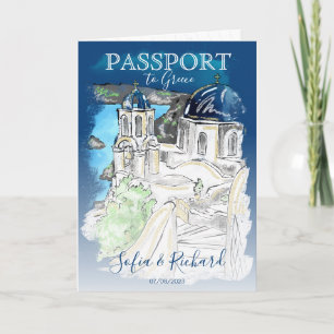 Invitación Pasaporte de destino boda Santorini Grecia Invi