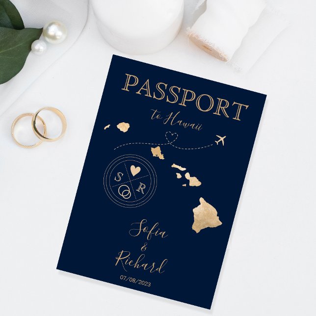 Invitación Pasaporte de destino de Boda de Hawái (Subido por el creador)