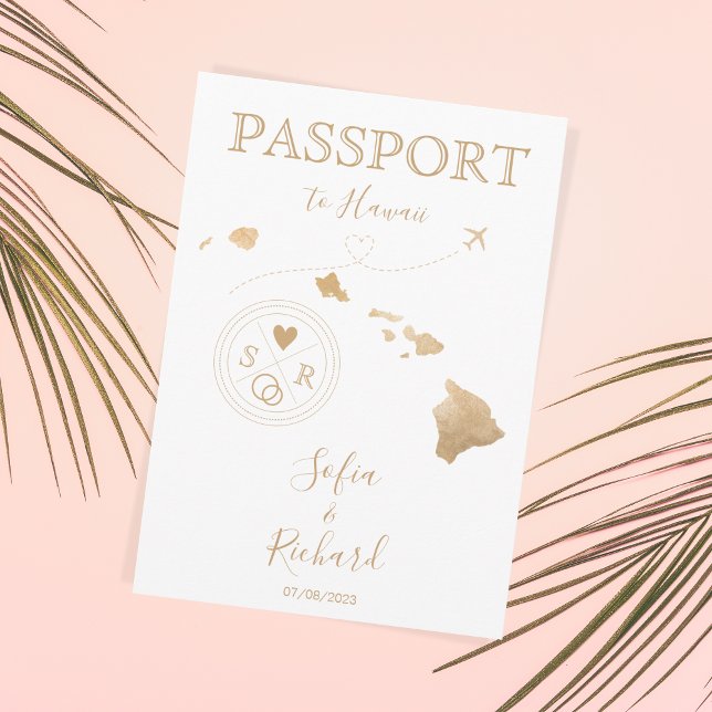 Invitación Pasaporte de destino de Boda de Hawái (Subido por el creador)
