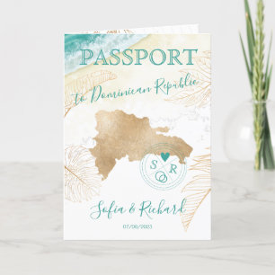 Invitación Pasaporte de destino de Boda de República Dominica