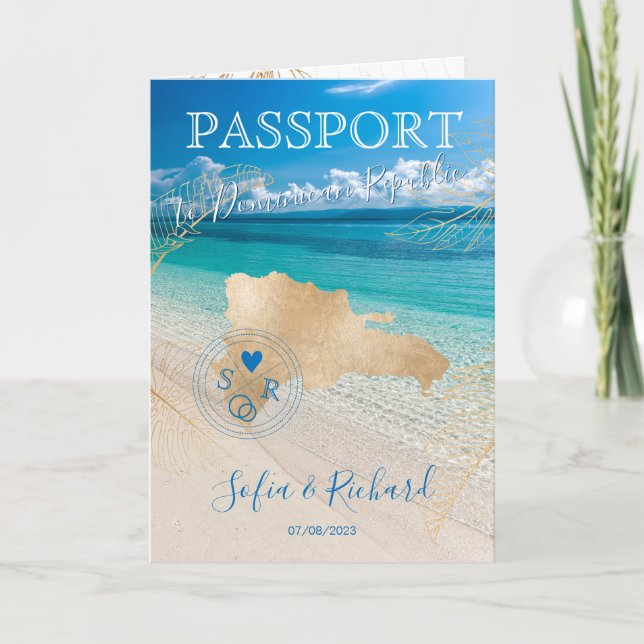 Invitación Pasaporte de destino de Boda de República Dominica (Anverso)