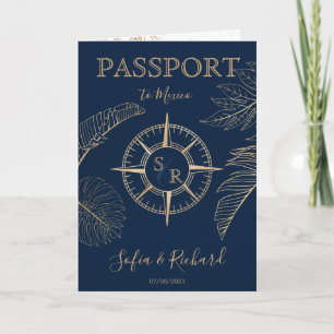 Invitación Pasaporte de destino de boda en México Mapa del mu