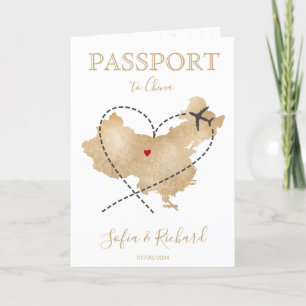 Invitación Pasaporte de destino de boda Mapa de China Código