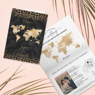 Invitación Pasaporte de destino de boda Mapa mundial Animal