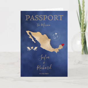 Invitación Pasaporte de Destino de Boda Mapa Mundial Dorado M