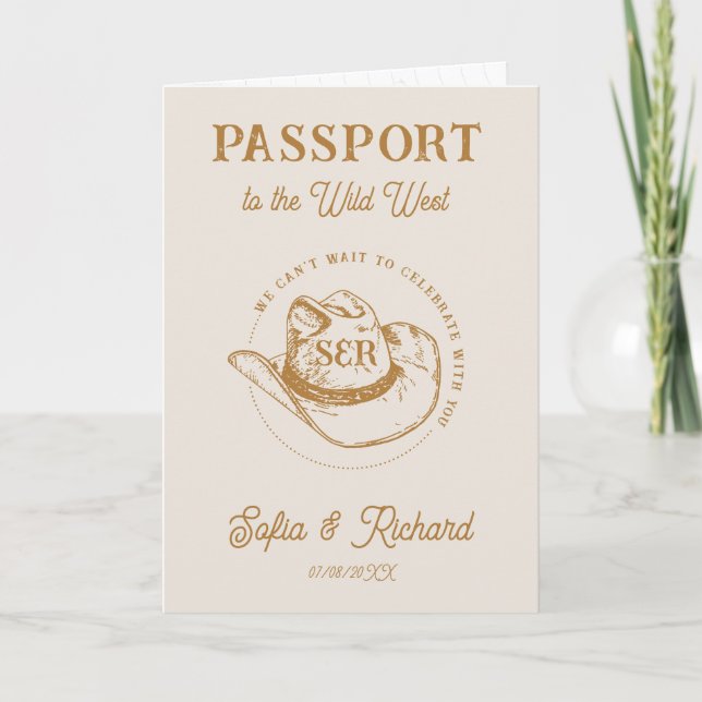 Invitación Pasaporte de destino de Boda occidental ruso (Anverso)