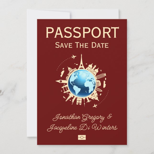 Invitación Pasaporte de destino de personalizado Divertido Gu (Anverso)