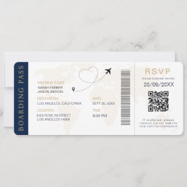 Invitación Pasaporte de embarque Boda de destino código QR Rs