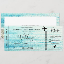 Invitación Pasaporte de embarque de avión de playa con guión 