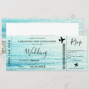 Invitación Pasaporte de embarque de avión de playa con guión