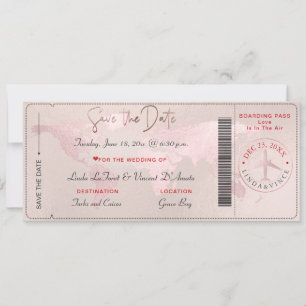 Invitación Pasaporte de Embarque Save the Date, Mapa Mundial 