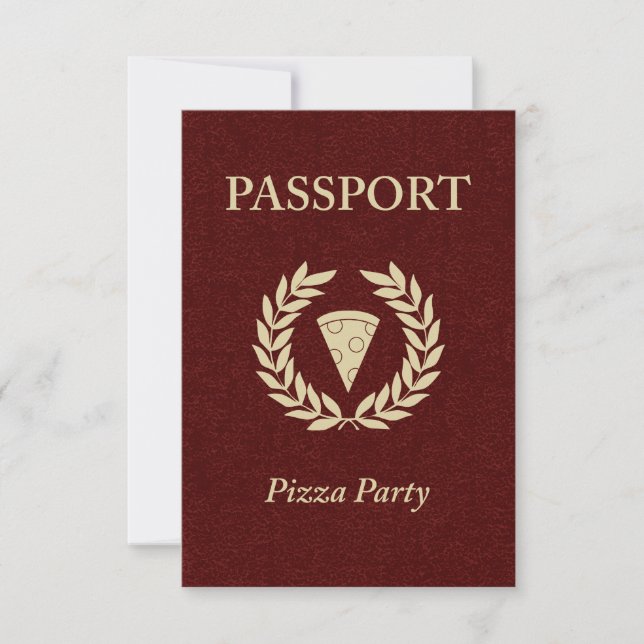 Invitación pasaporte de fiesta de pizza (Anverso)