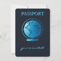 Pasaporte de globo azul para baby shower de viaje