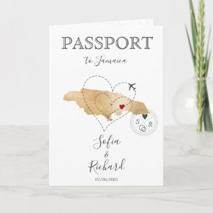 Invitación Pasaporte de la boda de destino del corazón de Jam