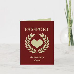 Invitación pasaporte de la fiesta de aniversario