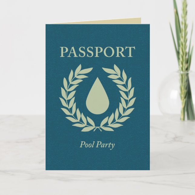 Invitación pasaporte de la fiesta en la piscina (Anverso)