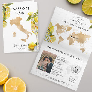 Invitación Pasaporte de limón de destino de bodas Italia