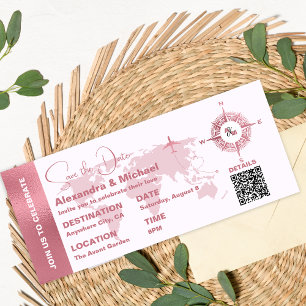 Invitación Pasaporte de oro Rosa moderno salva la fecha