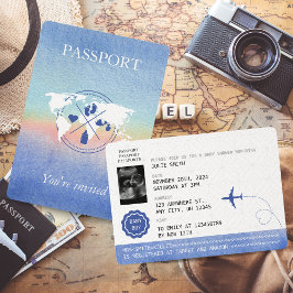 Invitación Pasaporte Género Viaje neutral Baby Shower Arco ir